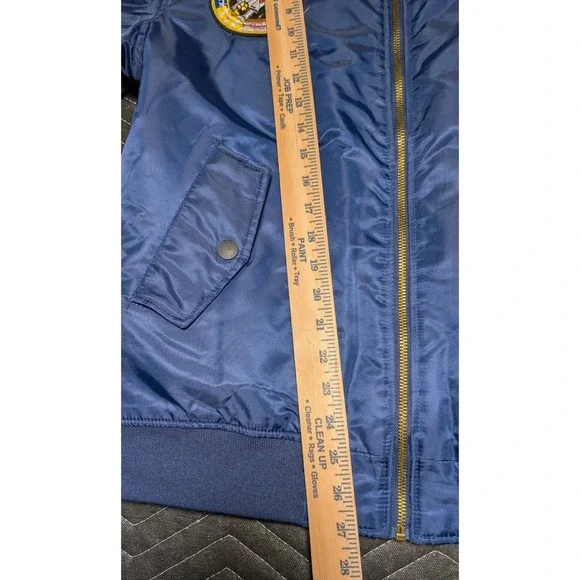 Asstseries Militare NASA Bomber Flight Jacket Navy Blue XXL Space Patch MA-1 - Picture 13 of 16